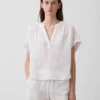 Haut oversize à encolure fendue en gaze de coton