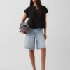 Haut oversize à encolure fendue en gaze de coton