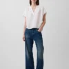 Haut oversize à encolure fendue en gaze de coton