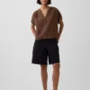 Haut oversize à encolure fendue en gaze de coton