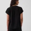 Haut oversize à encolure fendue en gaze de coton