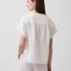 Haut oversize à encolure fendue en gaze de coton
