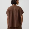 Haut oversize à encolure fendue en gaze de coton
