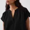 Haut oversize à encolure fendue en gaze de coton