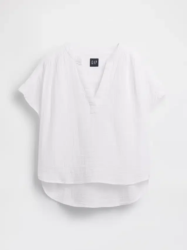 Haut oversize à encolure fendue en gaze de coton