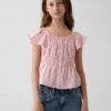 Haut pour enfant à manches flottantes et boutonnage sur le devant