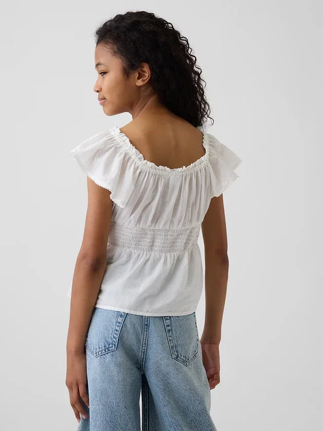 Haut pour enfant à manches flottantes et boutonnage sur le devant