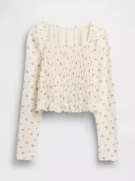 Haut smocké à col carré pour enfant