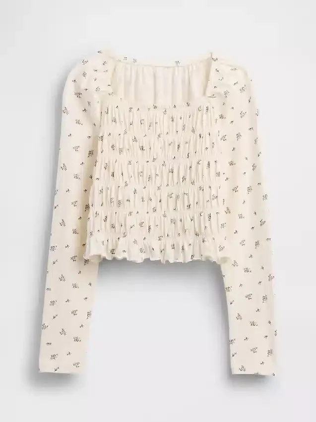 Haut smocké à col carré pour enfant