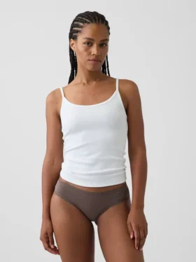 Hipster « cheeky » ultra-doux en coton stretch bio avec bordure en dentelle