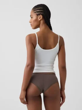 Hipster « cheeky » ultra-doux en coton stretch bio avec bordure en dentelle