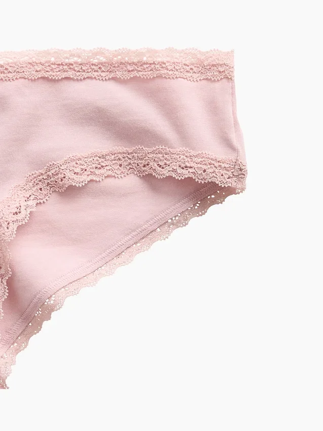 Hipster « cheeky » ultra-doux en coton stretch bio avec bordure en dentelle