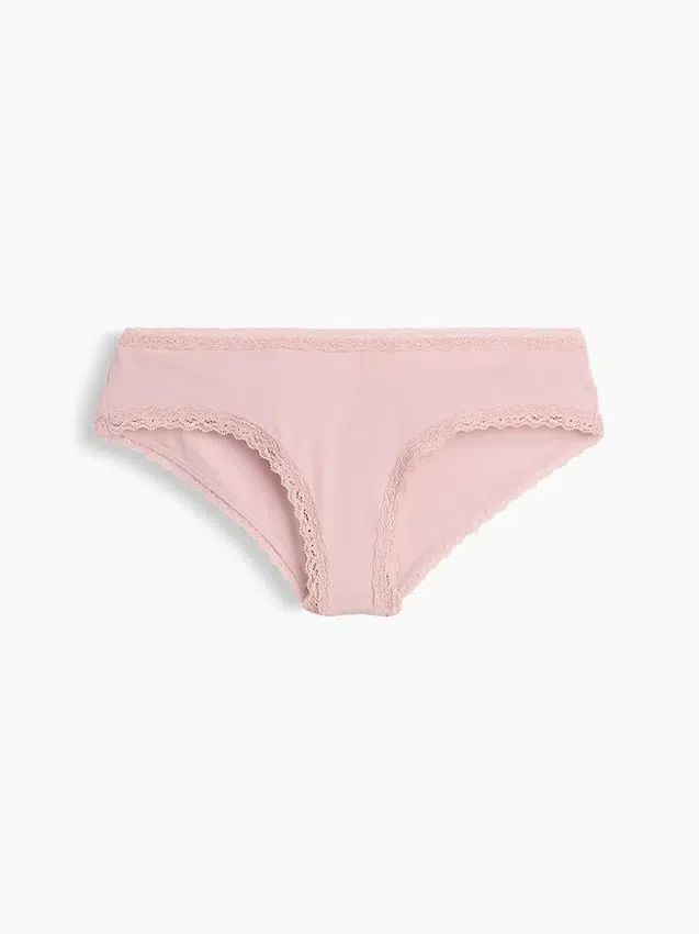 Hipster « cheeky » ultra-doux en coton stretch bio avec bordure en dentelle