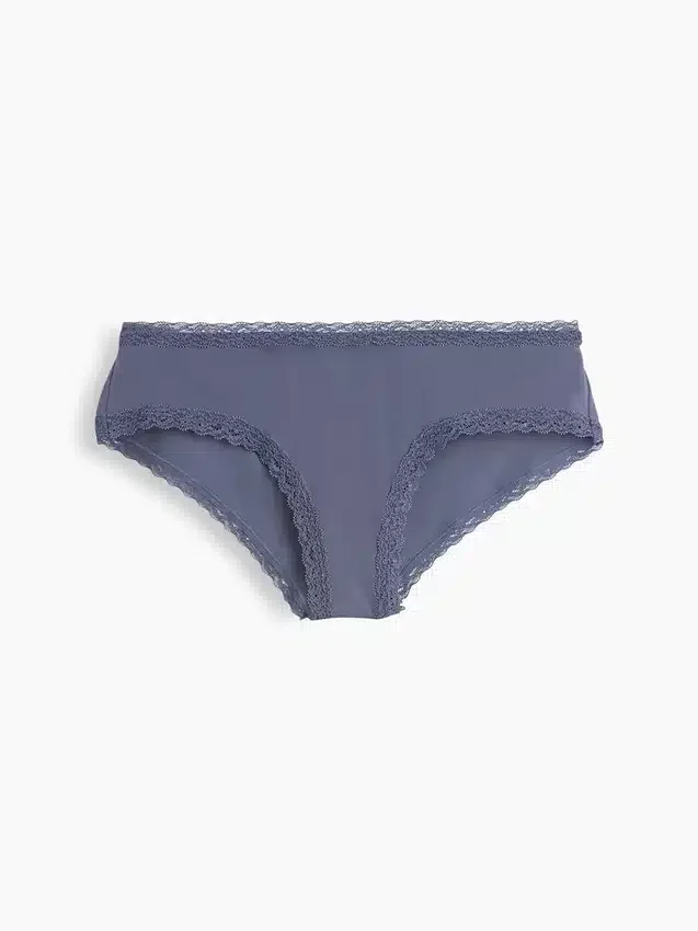 Hipster « cheeky » ultra-doux en coton stretch bio avec bordure en dentelle