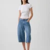 Jean-culotte taille haute à ceinture