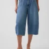Jean-culotte taille haute à ceinture