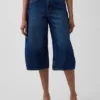 Jean-culotte taille haute à ceinture