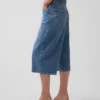 Jean-culotte taille haute à ceinture
