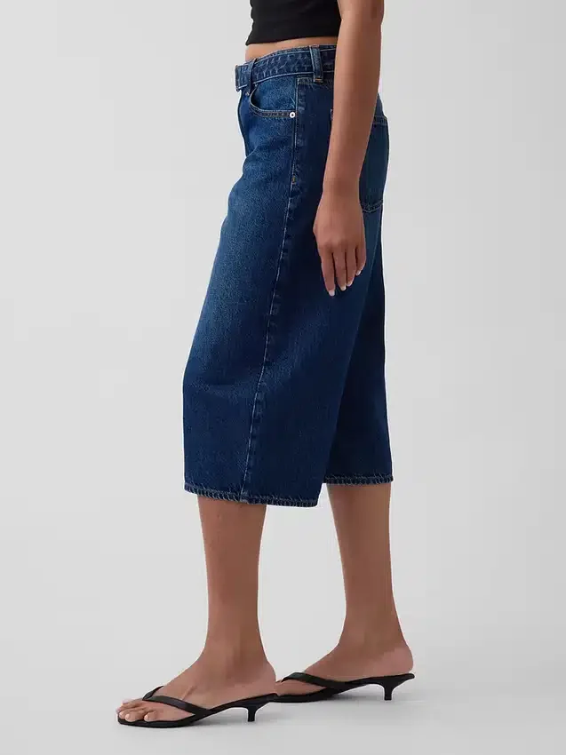 Jean-culotte taille haute à ceinture
