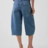 Jean-culotte taille haute à ceinture