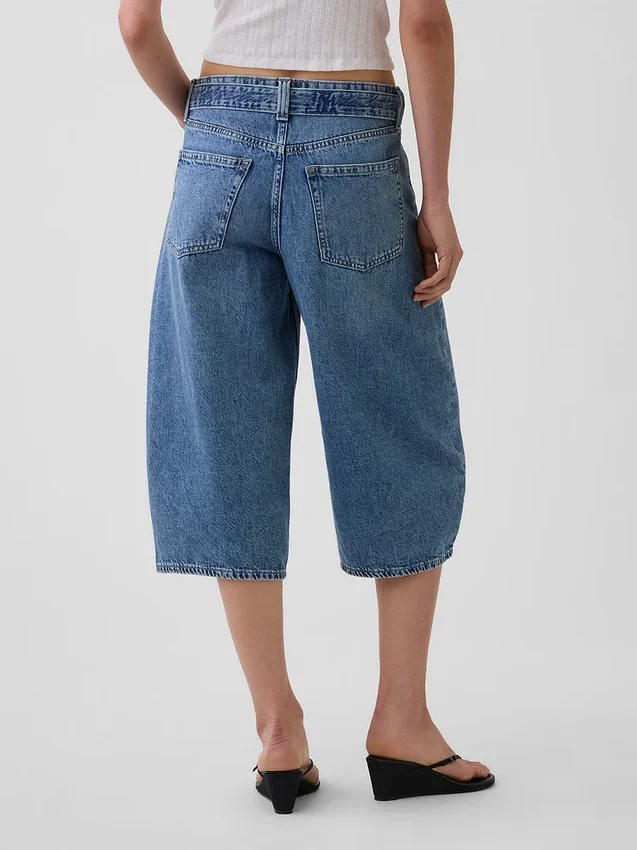 Jean-culotte taille haute à ceinture