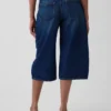 Jean-culotte taille haute à ceinture
