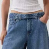 Jean-culotte taille haute à ceinture