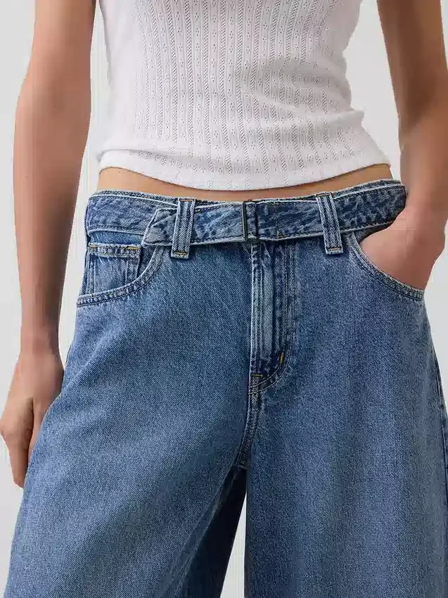 Jean-culotte taille haute à ceinture