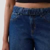 Jean-culotte taille haute à ceinture
