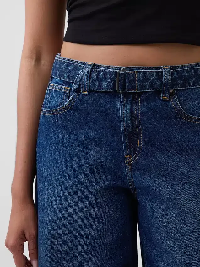 Jean-culotte taille haute à ceinture
