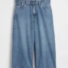 Jean-culotte taille haute à ceinture
