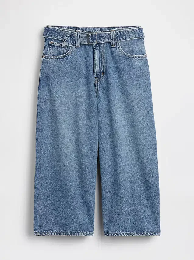 Jean-culotte taille haute à ceinture