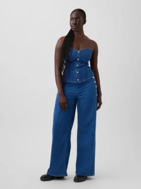 Jean à taille haute, pinces et jambes larges GAP × Hfr par Atelier Ndigo