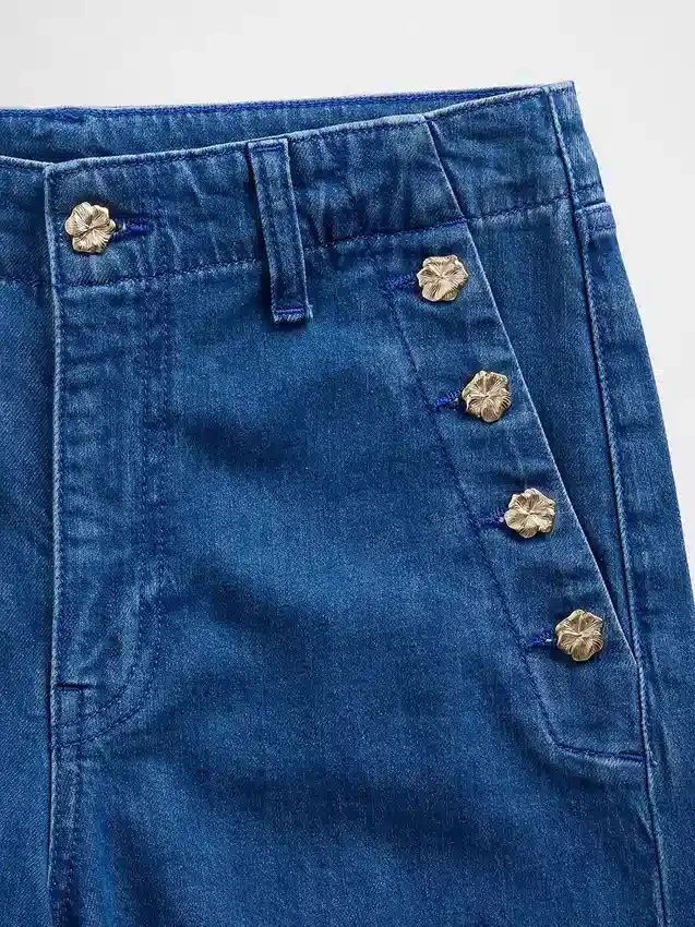 Jean à taille haute, pinces et jambes larges GAP × Hfr par Atelier Ndigo