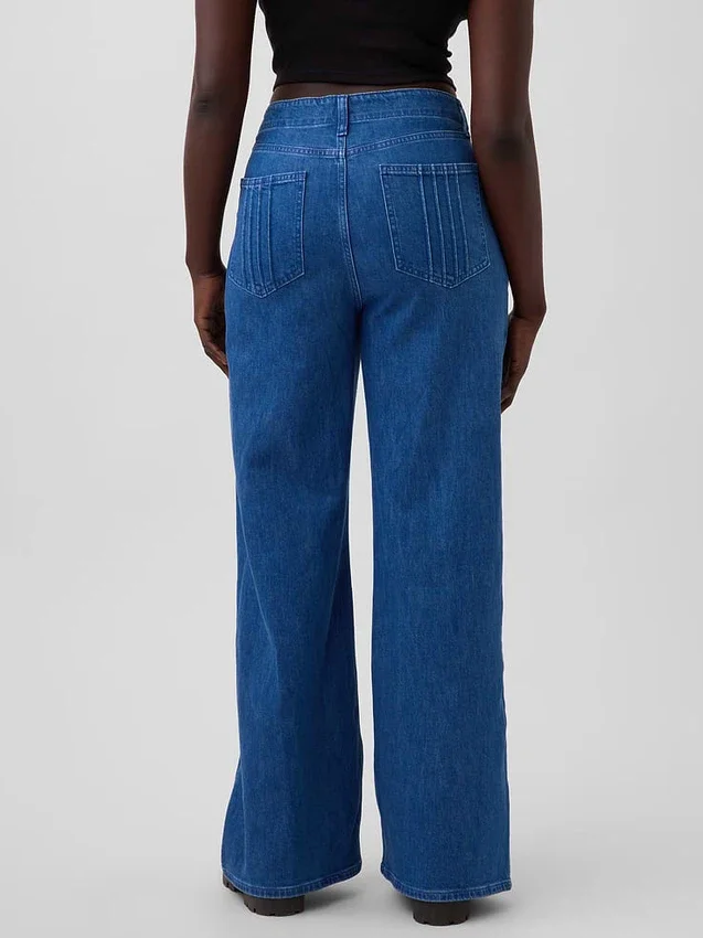 Jean à taille haute, pinces et jambes larges GAP × Hfr par Atelier Ndigo