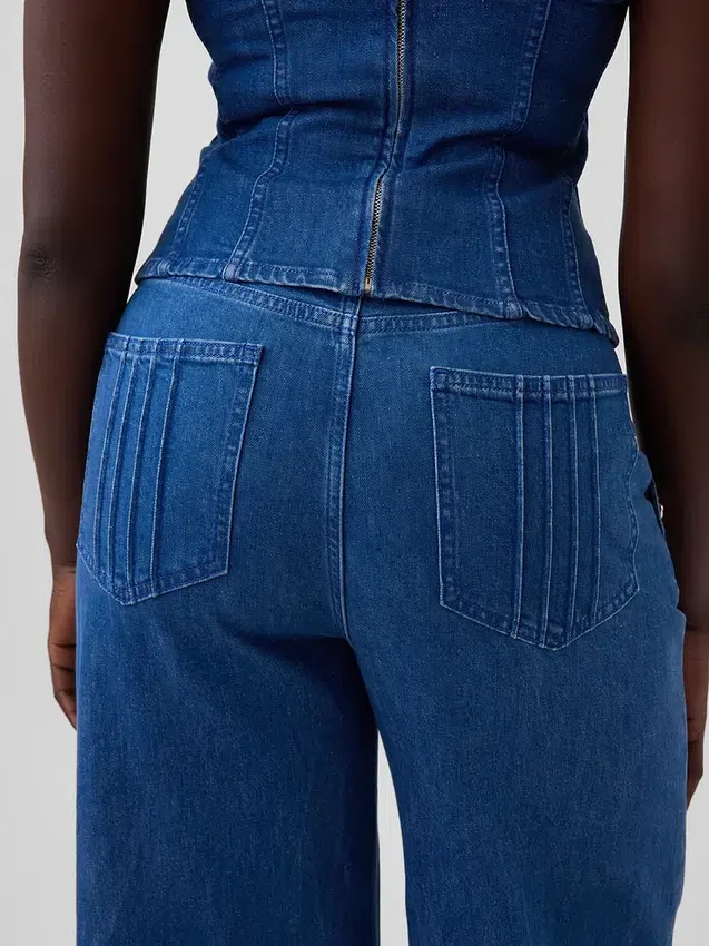 Jean à taille haute, pinces et jambes larges GAP × Hfr par Atelier Ndigo