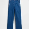 Jean à taille haute, pinces et jambes larges GAP × Hfr par Atelier Ndigo
