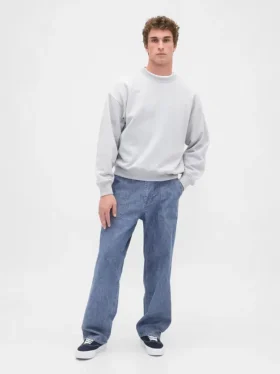 Jeans ample en chambray épais