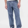 Jeans ample en chambray épais