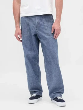 Jeans ample en chambray épais