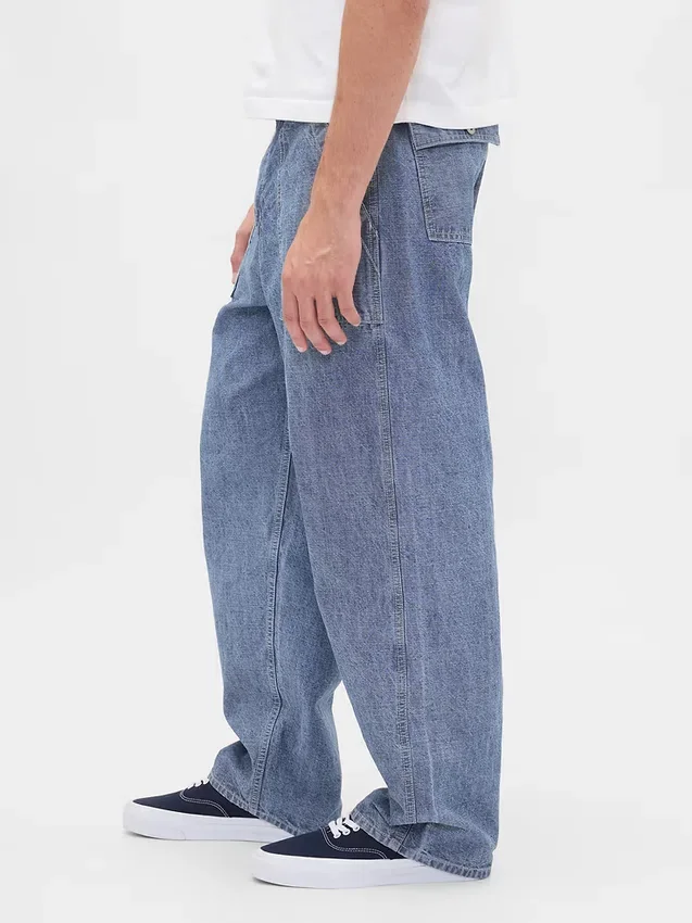 Jeans ample en chambray épais