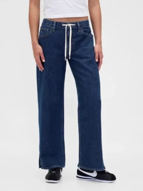 Jeans ample taille basse à cordon de serrage style années 90