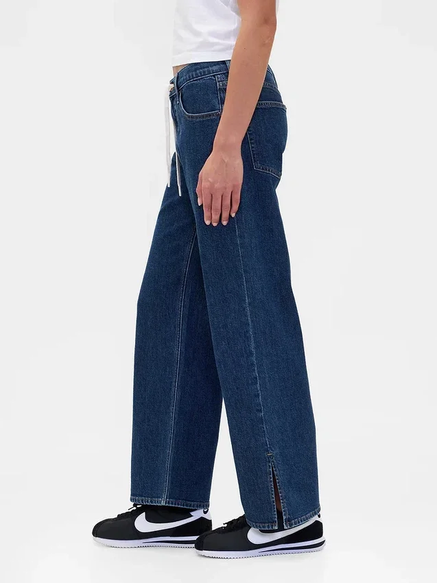 Jeans ample taille basse à cordon de serrage style années 90