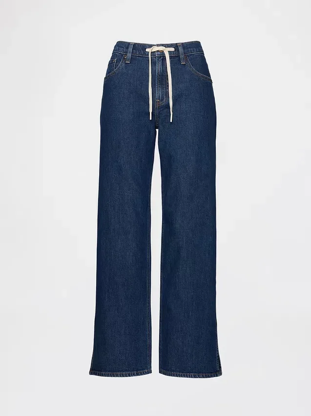 Jeans ample taille basse à cordon de serrage style années 90