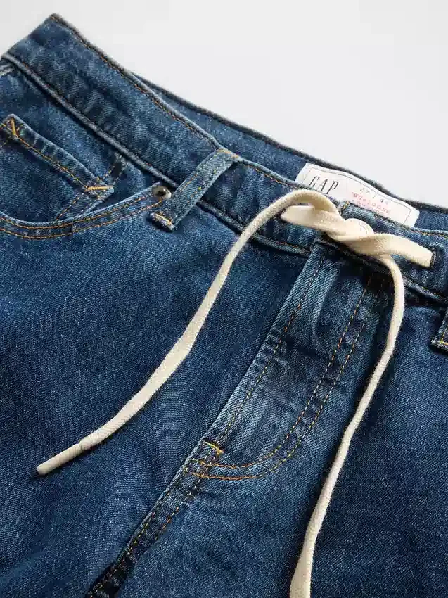 Jeans ample taille basse à cordon de serrage style années 90