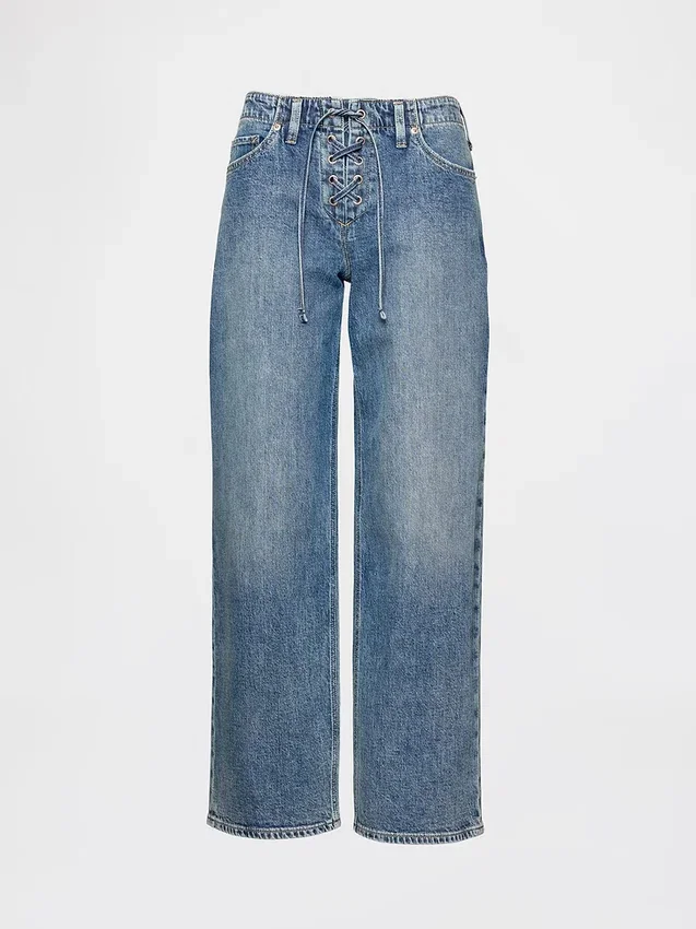 Jeans ample à taille basse et lacets, style années 90