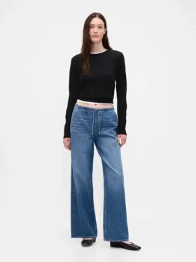 Jeans ample taille basse ultra-doux style années 90