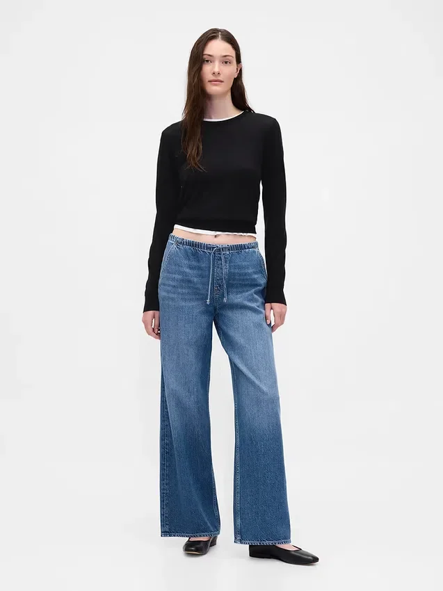 Jeans ample taille basse ultra-doux style années 90