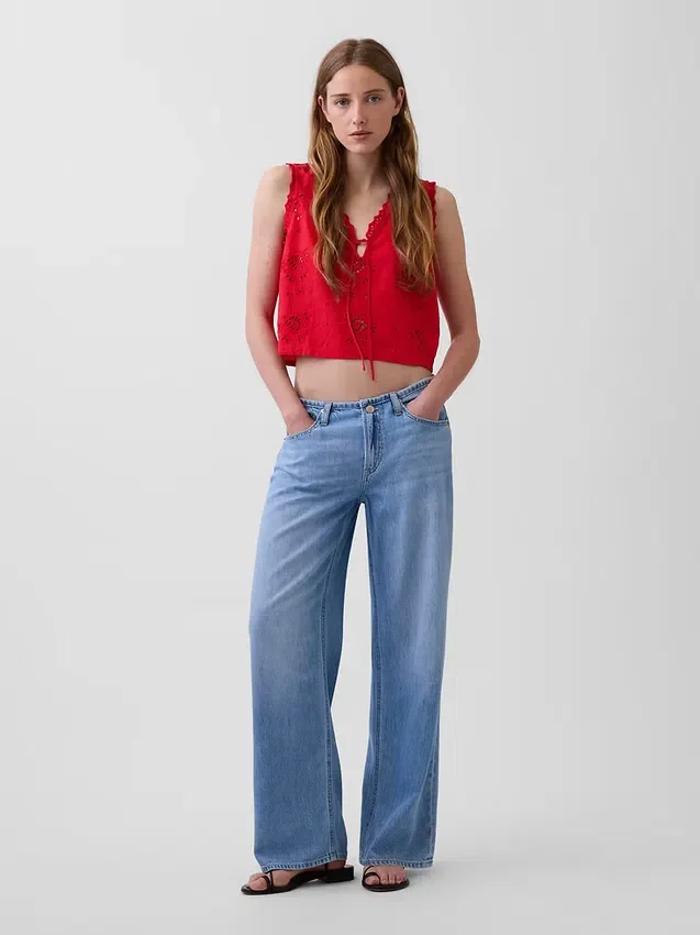 Jeans ample taille basse ultra-doux style années 90