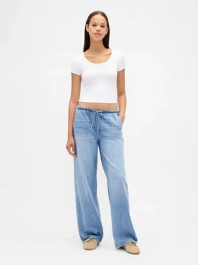 Jeans ample taille basse ultra-doux style années 90